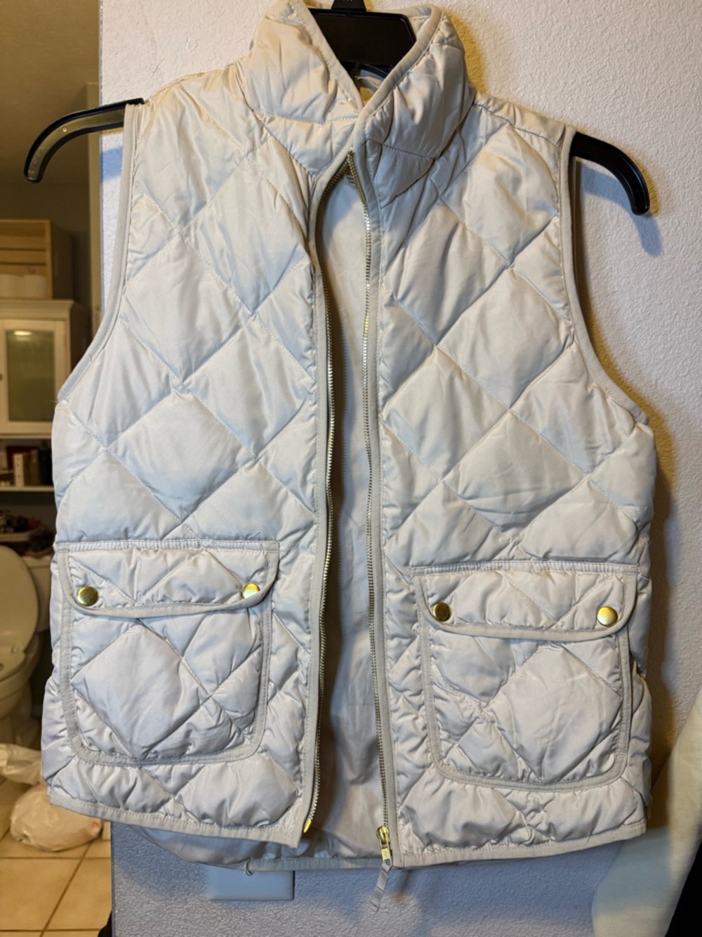 Woolrich Light Cream Quilted Vest with Logo Tag